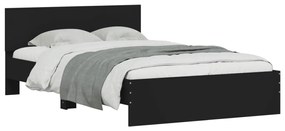 Estrutura de cama com cabeceira e luzes LED 135x190 cm preto