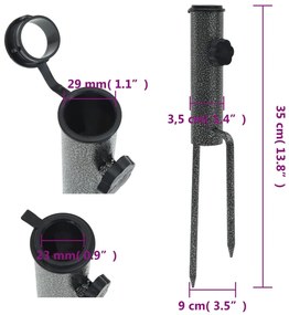 Suportes de guarda-sol c/ espigões 2 pcs 9x35cm aço galvanizado