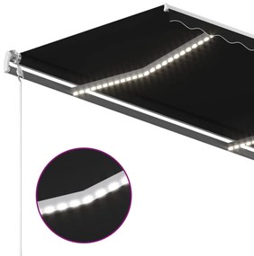 Toldo automático com LED e sensor de vento 450x300 cm antracite