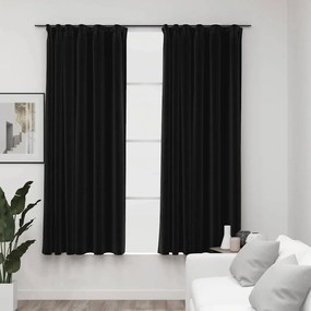 Cortinas opacas aspeto linho + ganchos 2pcs 140x175cm antracite