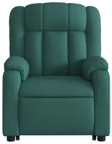 Poltrona reclinável elevatória de massagens tecido verde-escuro