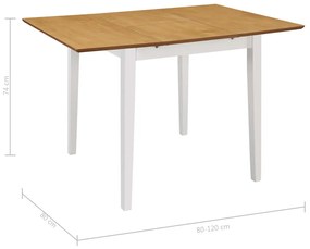 Mesa de jantar extensível (80-120)x80x74 cm MDF branco