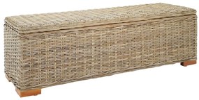vidaXL Caixa de arrumação 110 cm vime kubu natural/mogno maciça