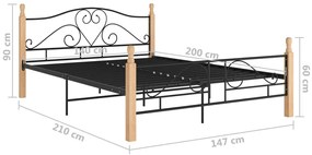 Estrutura cama c/ cabeceira sem colchão 140x200 cm metal preto