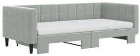 Sofá-cama c/ gavetão e colchões 90x190 cm veludo cinzento-claro