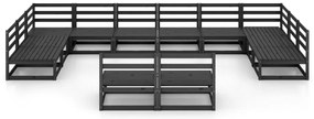 12 pcs conjunto lounge de jardim pinho maciço