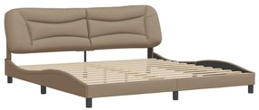 Estrutura cama cabeceira 200x200 cm couro artificial cappuccino