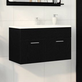 Gabinete de Pia de Banheiro vidaXL Carvalhos Pretos 90x38,5x46 cm Madeira Engenharia