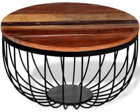 Mesa de centro em madeira reciclada maciça