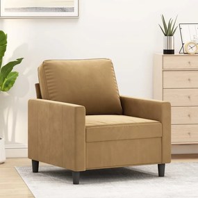 vidaXL Poltrona 60 cm veludo castanho