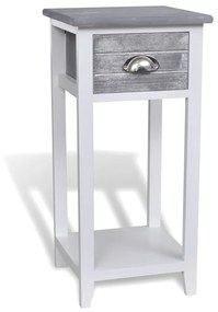 vidaXL Mesa de cabeceira com 1 gaveta, cinzento e branco