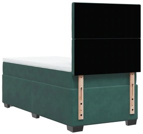 Cama com molas/colchão 90x200 cm veludo verde-escuro