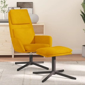 vidaXL Cadeira de descanso com banco veludo amarelo mostarda