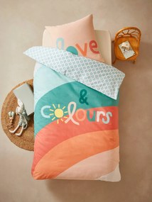 Conjunto capa de edredon + fronha de almofada para criança, tema Boho multicolor
