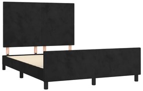 Estrutura de cama sem colchão 140x190 cm veludo preto