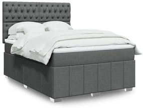 Cama com molas/colchão 160x200 cm tecido cinzento-escuro