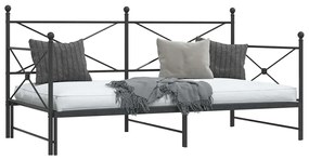 Cama de dia com gavetão sem colchão 100x190 cm aço preto