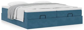 Estrutura cama otomana colchões 180x200 cm veludo azul escuro