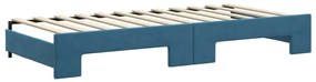 Sofá-cama com gavetão 90x200 cm veludo azul