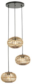 Candeeiro suspenso oriental bambu 3 luzes redondo - Amira Oriental