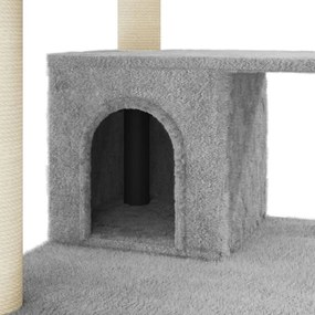 Arranhador para Gatos em Sisal e Pelucia com 183cm - Cinza Claro