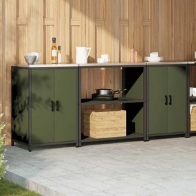 Conjunto de Armazenamento de Cozinha 3 pcs Verde Oliva