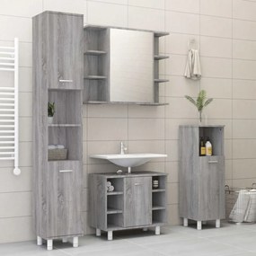 vidaXL 4 pcs conj. móveis casa de banho derivados madeira cinza sonoma