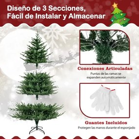 Árvore de Natal artificial de 183 cm com 280 luzes LED brancas quentes 788 pontas de ramos em PE e PVC Verde