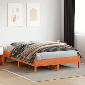 Cama sem colchão 140x200 cm madeira pinho maciça castanho-mel