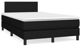 Cama box spring c/ colchão e LED 120x190 cm tecido preto