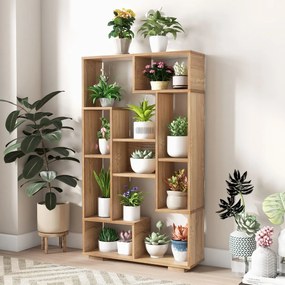 Estante geométrica aberta com kits antiderrapantes para sala de estar 70 x 20 x 120 cm cor natural