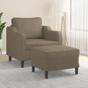 vidaXL Poltrona com apoio de pés 60 cm tecido cinza-acastanhado