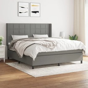 vidaXL Cama com molas/colchão 180x200 cm tecido cinzento-escuro