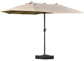 Outsunny Guarda Sol para Jardim Duplo 460x270 cm Guarda Sol Exterior Abertura de Manivela Base em Cruz e Lastro Aço e Poliéster Cáqu | Aosom Portugal