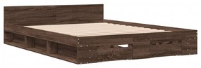 Estrutura cama c/ gavetas derivados madeira carvalho castanho