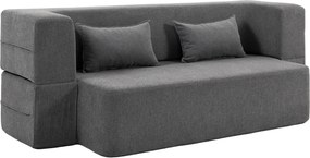 HOMCOM Sofá conversível 2 lugares, sofá-cama em chenille, assento e apoios de braço largos 2 almofadas, totalmente comprimido, cinza | Aosom Portugal
