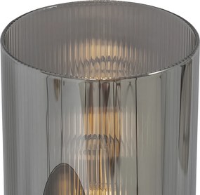 Candeeiro de mesa Art Deco preto com vidro fumê 2 luzes - Laura