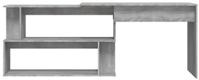 Secretária canto 200x50x76 cm derivados madeira cinzento sonoma