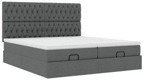 Estrutura de cama otomana com colchões tecido cinzento escuro