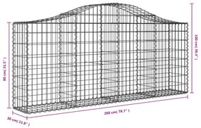Cestos gabião arqueados 2 pcs 200x30x80/100cm ferro galvanizado