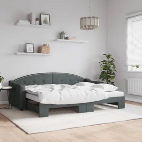 vidaXL Sofá-cama c/ gavetão e colchões 80x200cm tecido cinzento-escuro