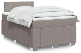 vidaXL Cama com molas/colchão 120x200 cm tecido castanho-acinzentado