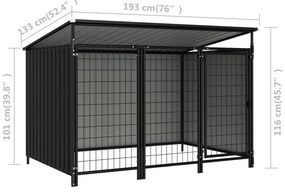 Canil de exterior 193x133x116 cm