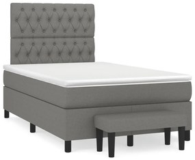 vidaXL Cama boxspring com colchão 120x190 cm tecido cinzento-escuro