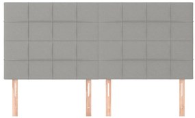 Cabeceira de cama 4 pcs tecido 100x5x78/88 cm cinzento-claro