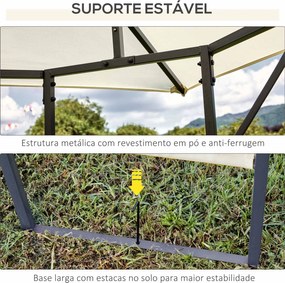 Pérgola de Jardim 3x3x2,6m Pérgola de Exterior com Estrutura de Aço e