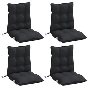 Almofadões cadeira encosto baixo 4 pcs tecido oxford preto