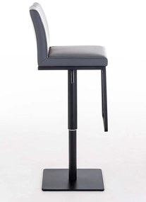 Banco de bar Panama em couro sintético e com estrutura preta 42 x 86-109 x 44 cm Cinzento