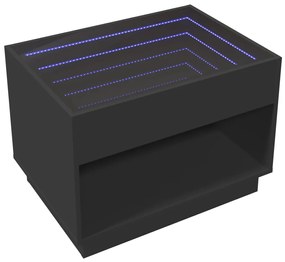 Mesa de centro luzes LED Infinity 70x50x50 cm preto