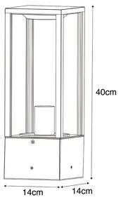 LED Candeeiro de pé inteligente para exterior preto com vidro canelado 40 cm incluindo WiFi A60 - Charlois Moderno